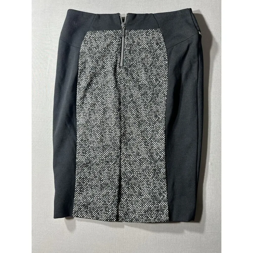 MICHAEL Michael Kors Tweed Panel Pencil Skirt Black Size 4